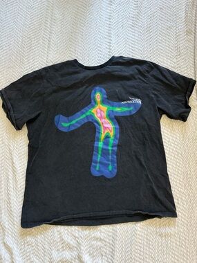 Black Graphic Tee with Colorful Heatmap Figure